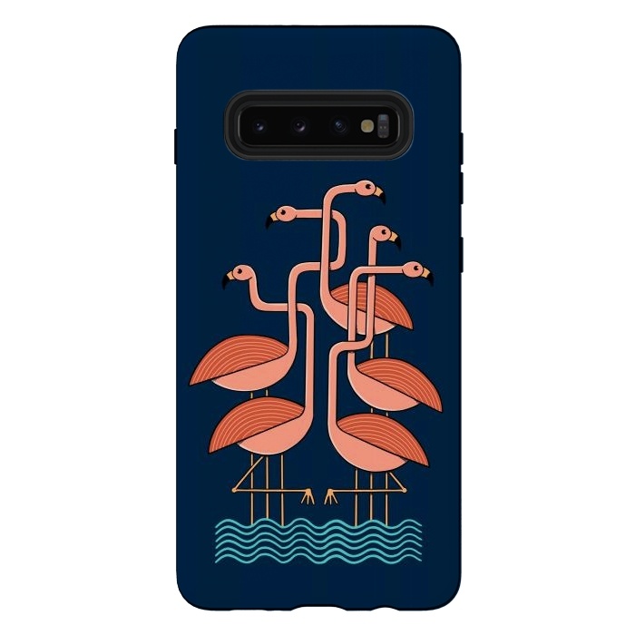 Galaxy S10 plus StrongFit Flamingos blue by Coffee Man