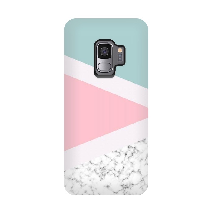 Galaxy S9 StrongFit Pastel Triangle Marble by Ninola Design