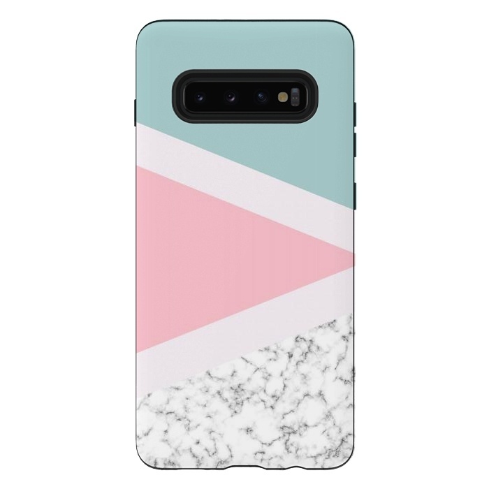 Galaxy S10 plus StrongFit Pastel Triangle Marble by Ninola Design