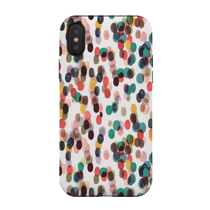 iPhone Xs / X StrongFit Relaxing Tropical Colorful Dots by Ninola Design