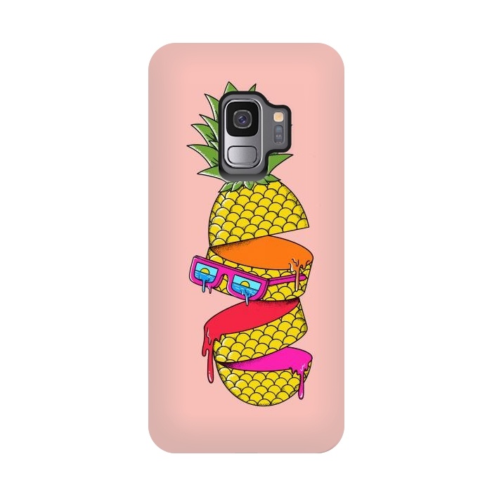 Galaxy S9 StrongFit Pineapple Colors Pink by Coffee Man