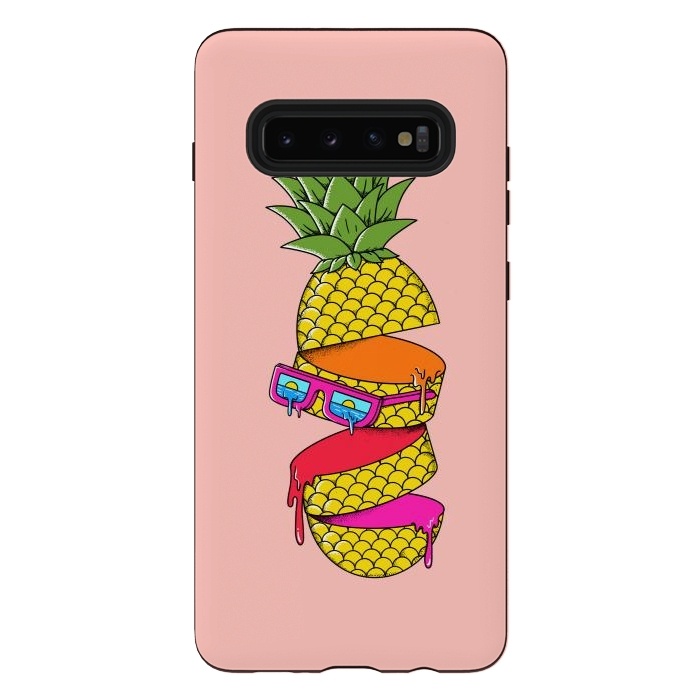 Galaxy S10 plus StrongFit Pineapple Colors Pink by Coffee Man