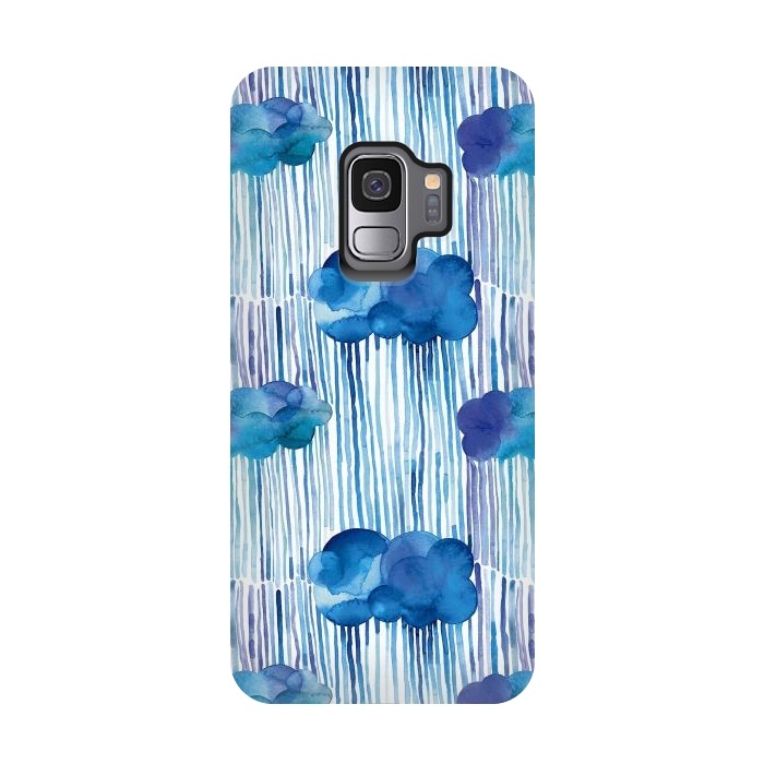 Galaxy S9 StrongFit Raining Blue Clouds by Ninola Design