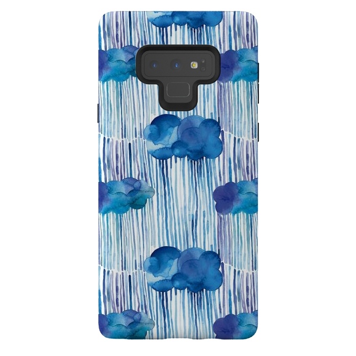 Galaxy Note 9 StrongFit Raining Blue Clouds by Ninola Design