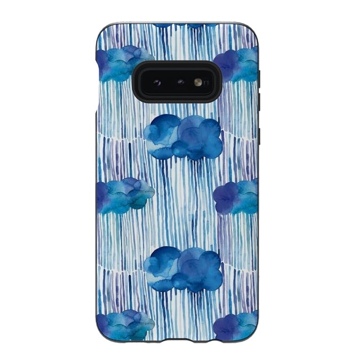 Galaxy S10e StrongFit Raining Blue Clouds by Ninola Design