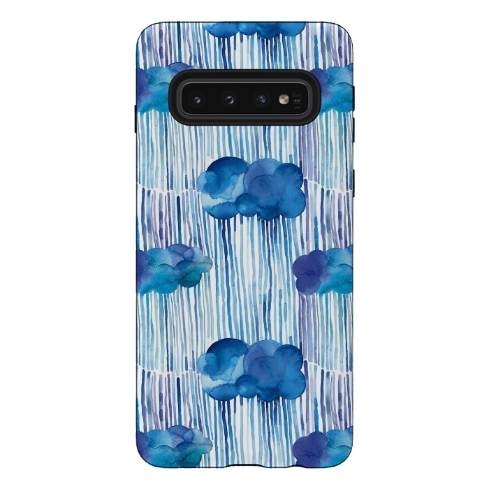 Galaxy S10 StrongFit Raining Blue Clouds by Ninola Design
