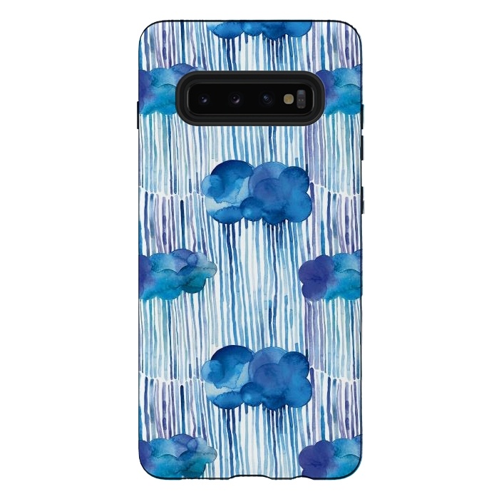 Galaxy S10 plus StrongFit Raining Blue Clouds by Ninola Design