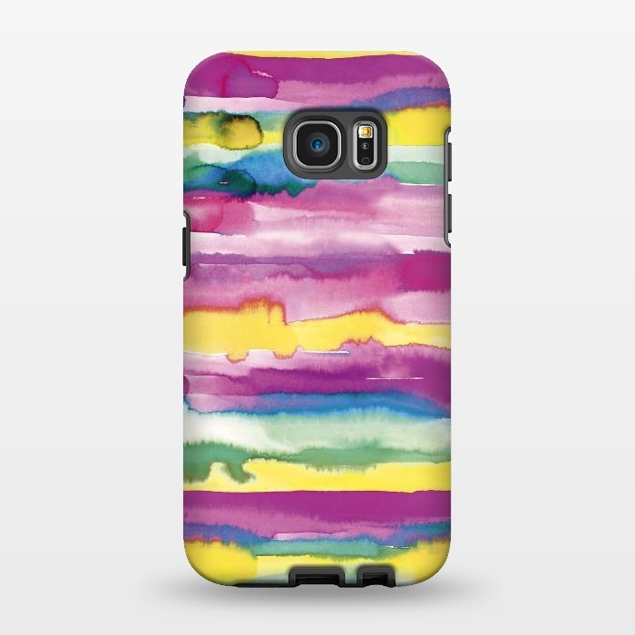 Galaxy S7 EDGE StrongFit Gradient Tropical Watercolor Lines by Ninola Design