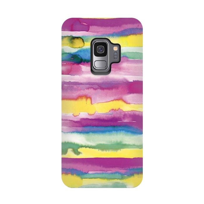 Galaxy S9 StrongFit Gradient Tropical Watercolor Lines by Ninola Design