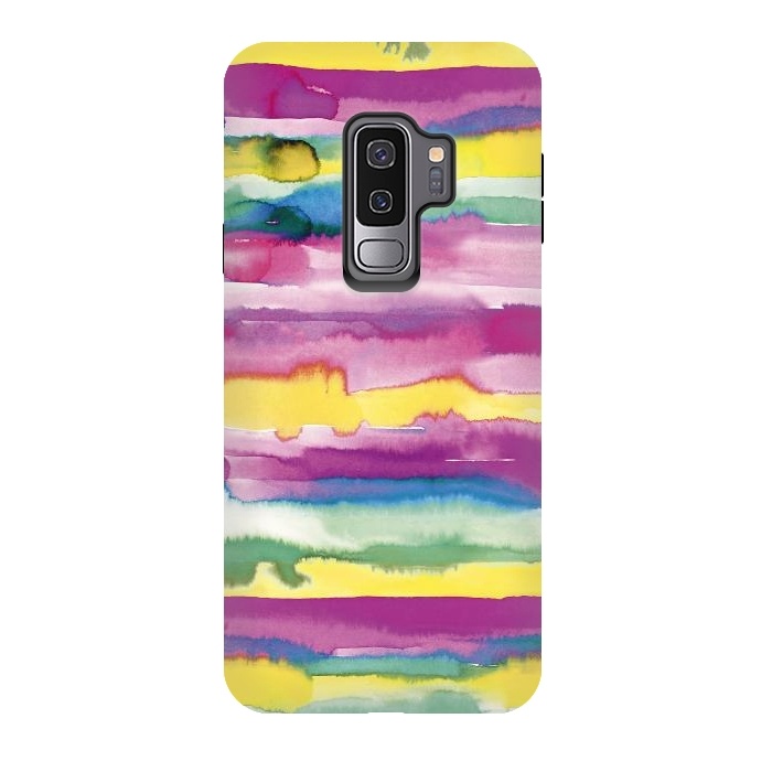 Galaxy S9 plus StrongFit Gradient Tropical Watercolor Lines by Ninola Design