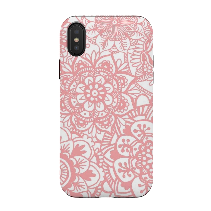 iPhone Xs / X StrongFit Light Pink Mandala Pattern by Julie Erin Designs