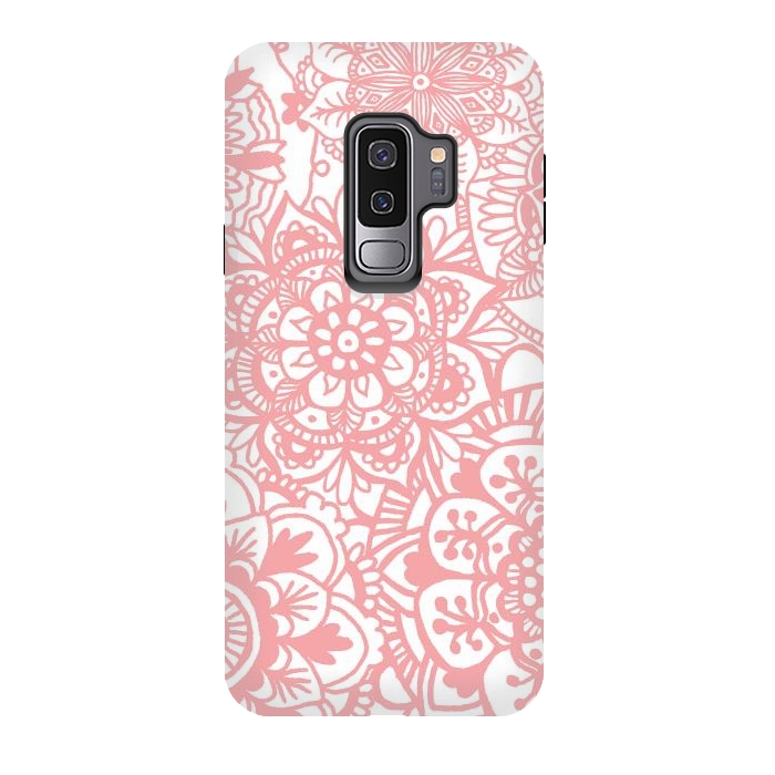 Galaxy S9 plus StrongFit Light Pink Mandala Pattern by Julie Erin Designs