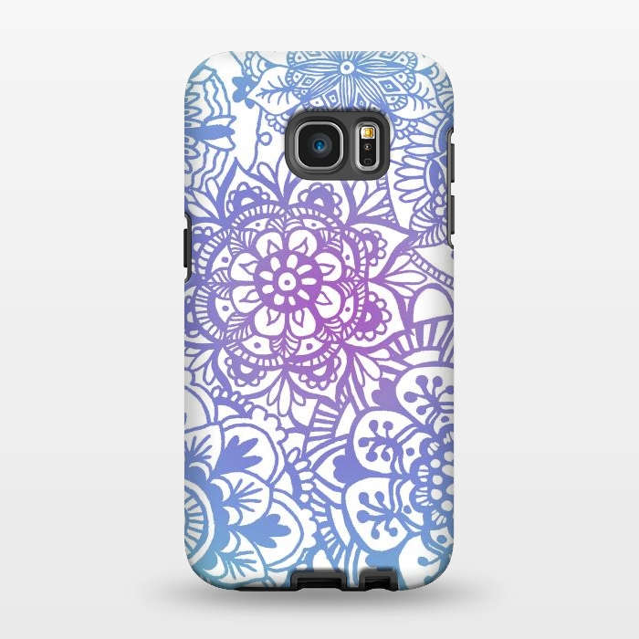 Galaxy S7 EDGE StrongFit Pastel Purple and Blue Mandala Pattern by Julie Erin Designs