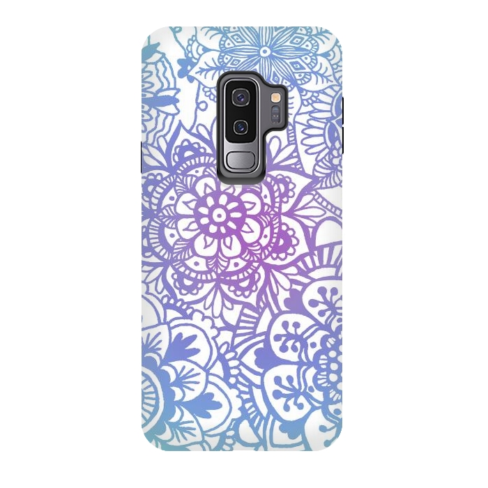 Galaxy S9 plus StrongFit Pastel Purple and Blue Mandala Pattern by Julie Erin Designs