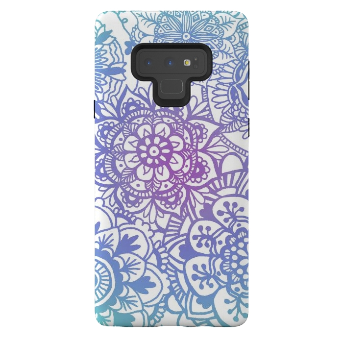 Galaxy Note 9 StrongFit Pastel Purple and Blue Mandala Pattern by Julie Erin Designs