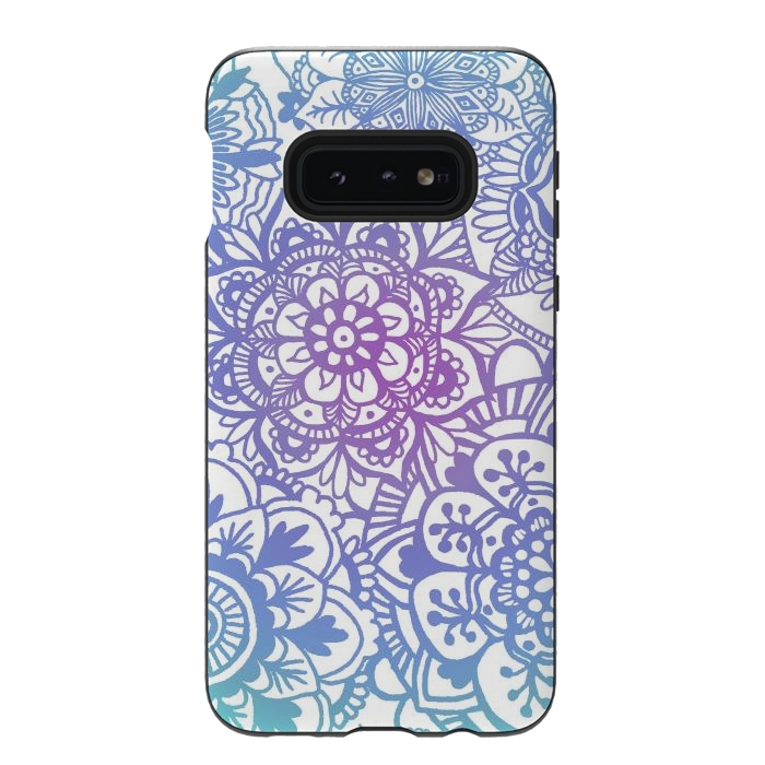 Galaxy S10e StrongFit Pastel Purple and Blue Mandala Pattern by Julie Erin Designs