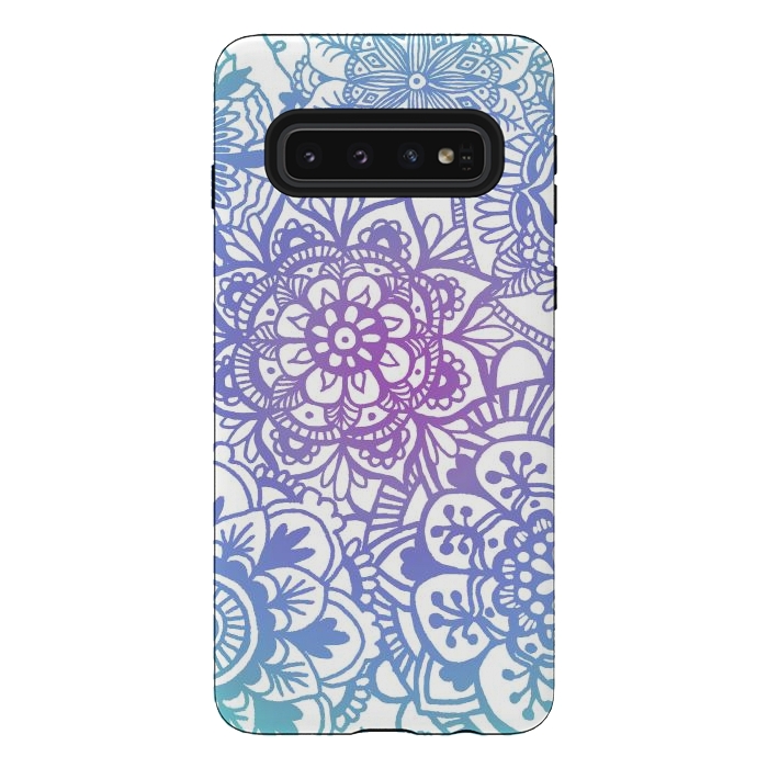 Galaxy S10 StrongFit Pastel Purple and Blue Mandala Pattern by Julie Erin Designs