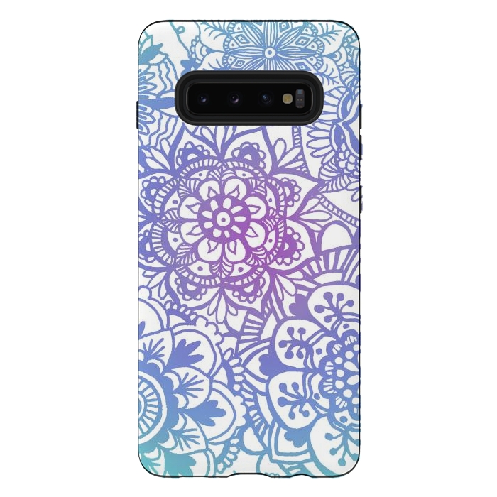 Galaxy S10 plus StrongFit Pastel Purple and Blue Mandala Pattern by Julie Erin Designs