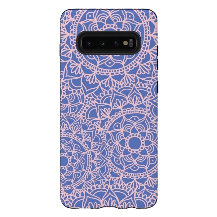 Galaxy S10 plus StrongFit Pink and Mauve Mandala Pattern by Julie Erin Designs
