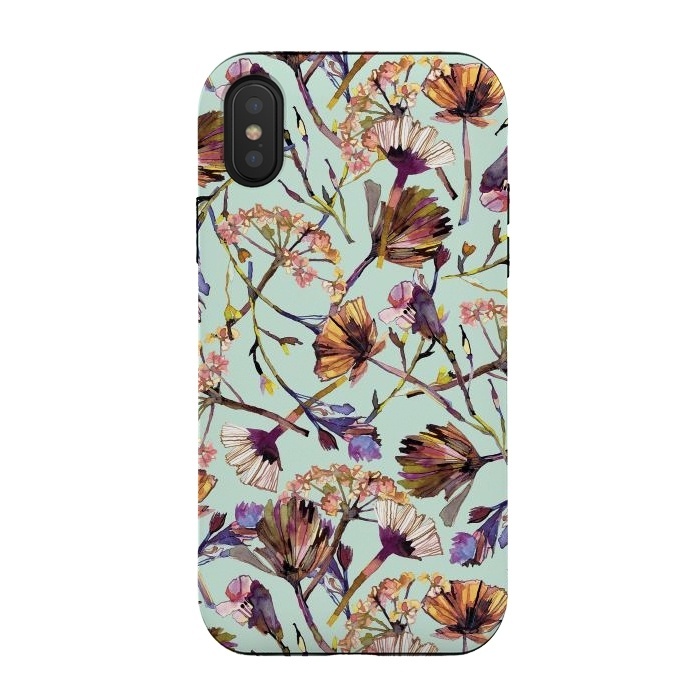 iPhone Xs / X StrongFit Dry Spring Flowers by Ninola Design