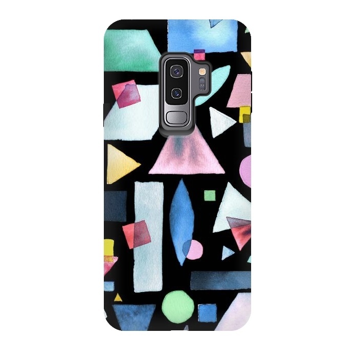 Galaxy S9 plus StrongFit Geometric Pieces Black by Ninola Design