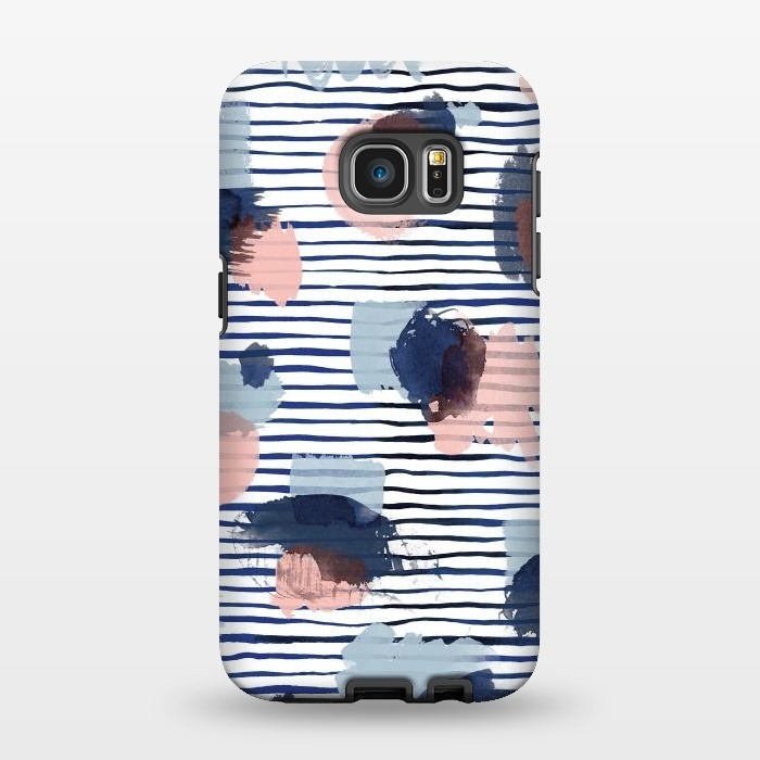 Galaxy S7 EDGE StrongFit Watercolor Brush Marks Stripes by Ninola Design