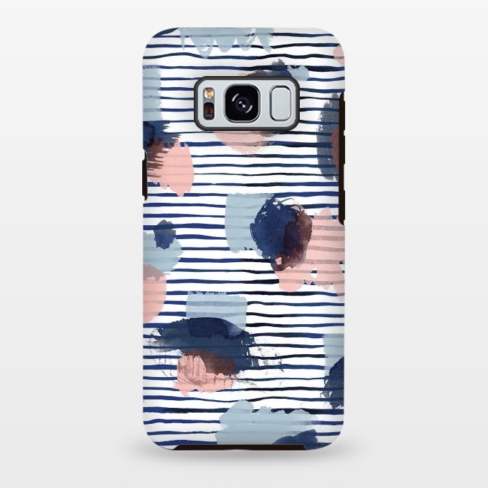 Galaxy S8 plus StrongFit Watercolor Brush Marks Stripes by Ninola Design