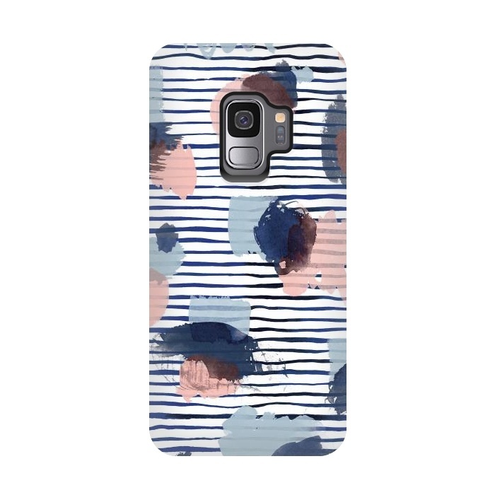 Galaxy S9 StrongFit Watercolor Brush Marks Stripes by Ninola Design
