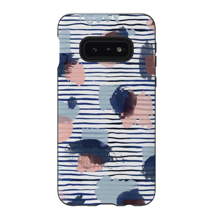 Galaxy S10e StrongFit Watercolor Brush Marks Stripes by Ninola Design