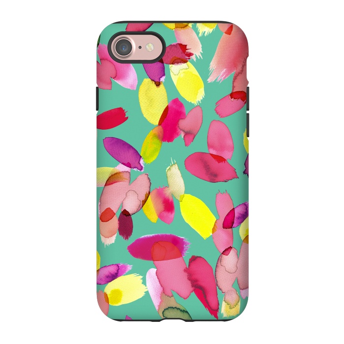 iPhone 7 StrongFit Watercolor Petals Green by Ninola Design