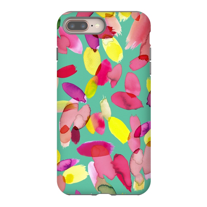 iPhone 7 plus StrongFit Watercolor Petals Green by Ninola Design