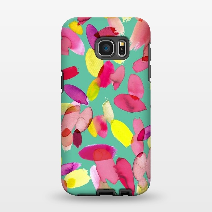 Galaxy S7 EDGE StrongFit Watercolor Petals Green by Ninola Design