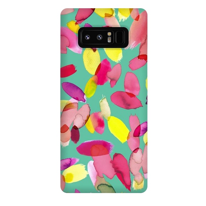 Galaxy Note 8 StrongFit Watercolor Petals Green by Ninola Design