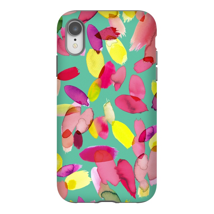 iPhone Xr StrongFit Watercolor Petals Green by Ninola Design
