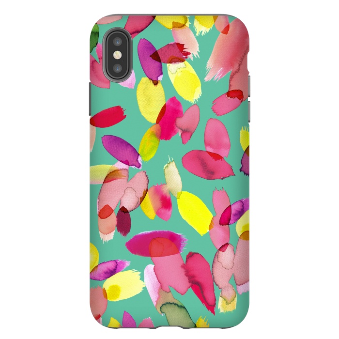 iPhone Xs Max StrongFit Watercolor Petals Green by Ninola Design