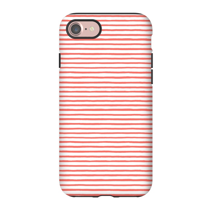 iPhone 7 StrongFit Marker Stripes Coral by Ninola Design