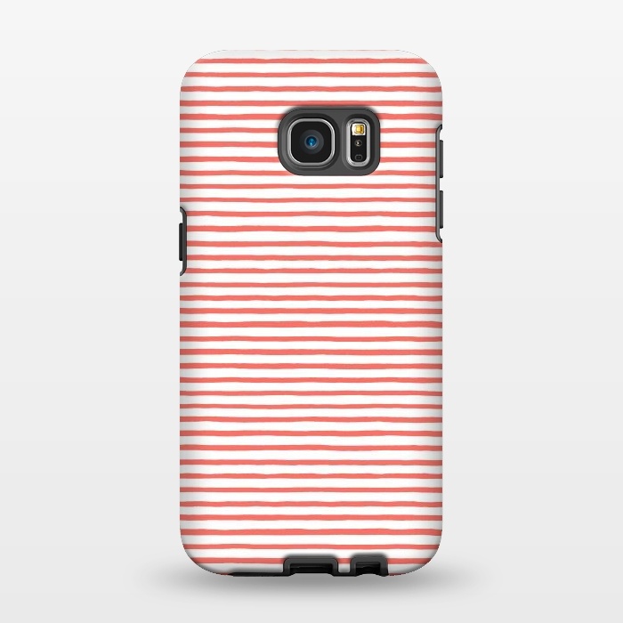 Galaxy S7 EDGE StrongFit Marker Stripes Coral by Ninola Design