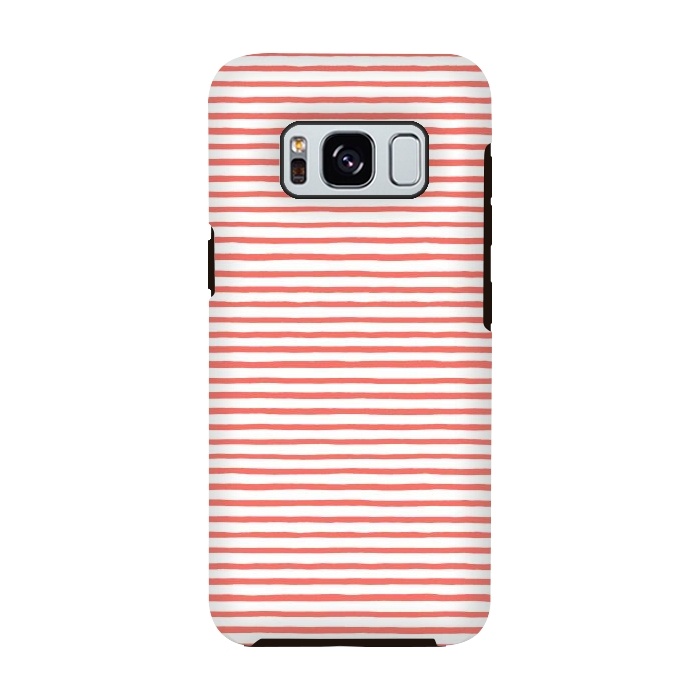 Galaxy S8 StrongFit Marker Stripes Coral by Ninola Design