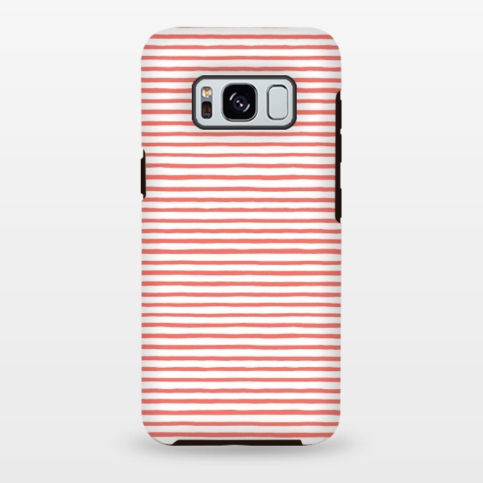 Galaxy S8 plus StrongFit Marker Stripes Coral by Ninola Design