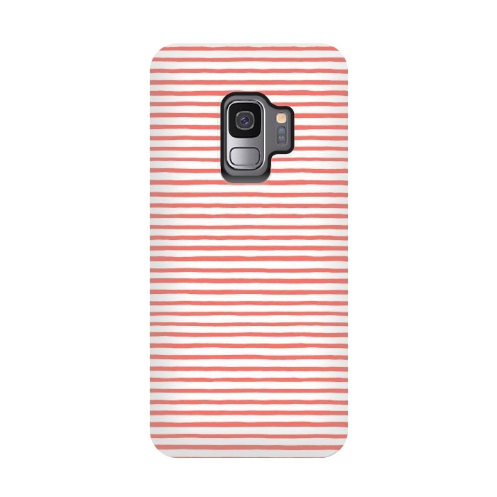 Galaxy S9 StrongFit Marker Stripes Coral by Ninola Design