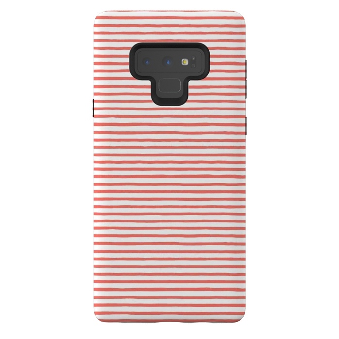 Galaxy Note 9 StrongFit Marker Stripes Coral by Ninola Design