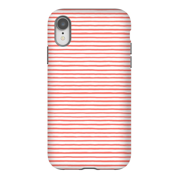 iPhone Xr StrongFit Marker Stripes Coral by Ninola Design