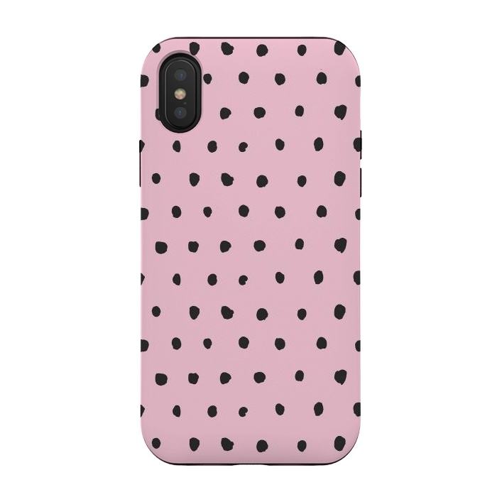 iPhone Xs / X StrongFit Artsy Dots Pink by Ninola Design