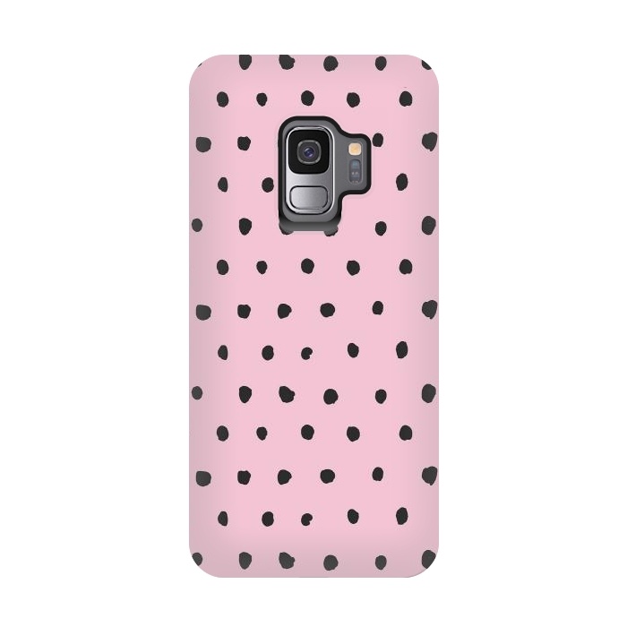 Galaxy S9 StrongFit Artsy Dots Pink by Ninola Design