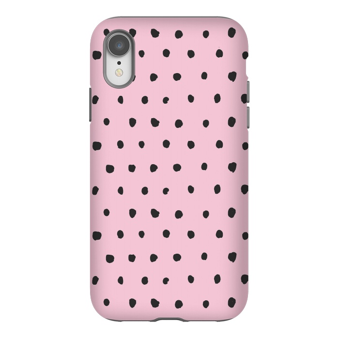 iPhone Xr StrongFit Artsy Dots Pink by Ninola Design