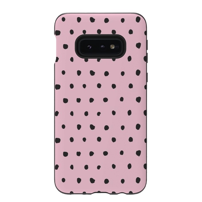 Galaxy S10e StrongFit Artsy Dots Pink by Ninola Design