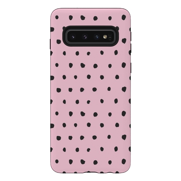 Galaxy S10 StrongFit Artsy Dots Pink by Ninola Design