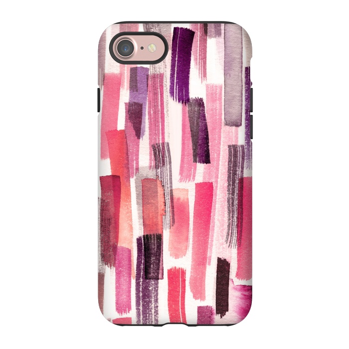 iPhone 7 StrongFit Colorful Brushstrokes Living Coral by Ninola Design