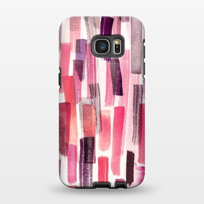 Galaxy S7 EDGE StrongFit Colorful Brushstrokes Living Coral by Ninola Design