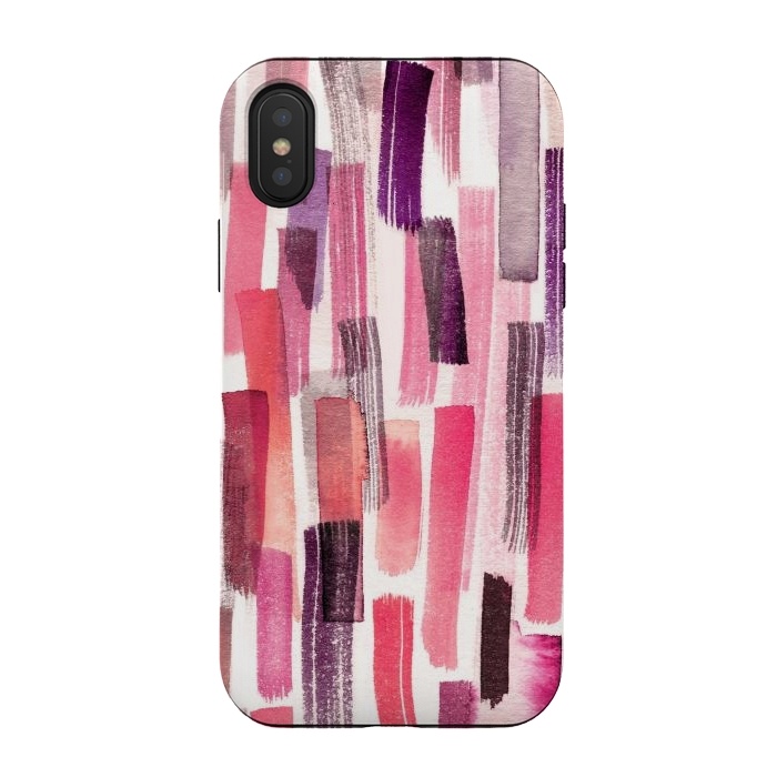 iPhone Xs / X StrongFit Colorful Brushstrokes Living Coral by Ninola Design